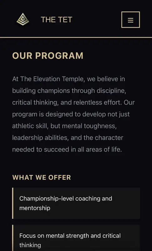 The Elevation Temple - Program details