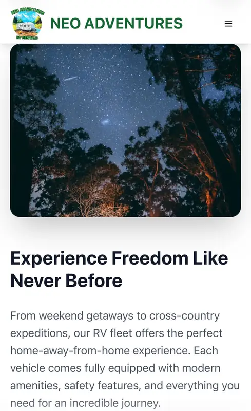 Neo Adventures - Experience freedom section